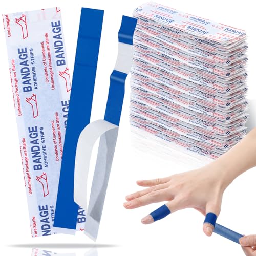 Geiserailie 120 Pcs Blue Metal Bandages 0.8" x 7" Slender Food Industry Safe