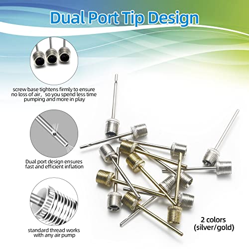 16-Pack Dual-Port Air Pump Needles for Sports Balls