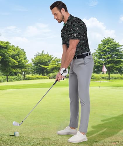 Men's Golf Polo Shirt - Short Sleeve, Moisture Wicking, Blackish Green, X-Large