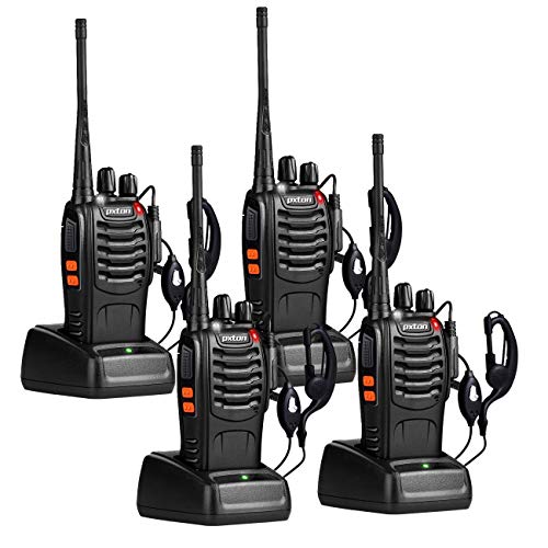 Long Range Walkie Talkies with Earpieces, Rechargeable Two Way Radios (4 Pack)