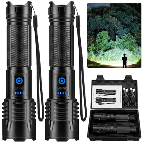 NiaoChao Flashlights 99,000 High Lumens, Super Bright LED Rechargeable Flashlight, 5 Modes Waterproof Flash Light for Home Camping Hiking