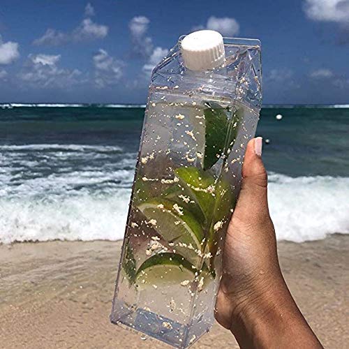Clear Milk Carton Water Bottle - Stylish and Fun Design