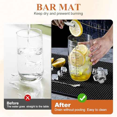 8 PCS 12" x 6" Rubber Bar Mats, Non-Slip Bar Service Spill Mat, PVC Bar Service Mat, Restaurant Kitchen Counter Bar Pad for Counter Top, Cafe, Bars, Kitchen, Restaurant, Hotel