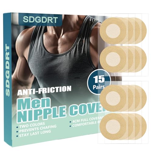 Men's Nipple Covers for Runners - Anti-Chafing Adhesive Tape - Beige XX-Small