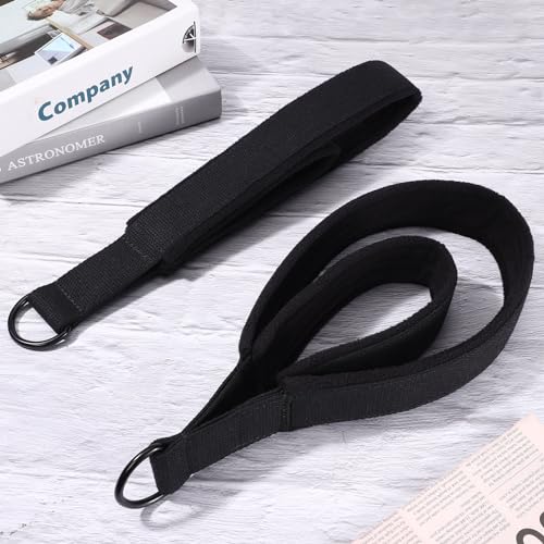 Double Loop Pilates Straps - Non-Slip Padded Grip, Black
