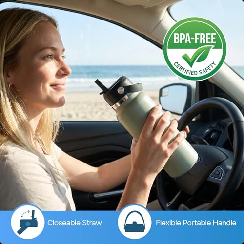 Replacement Straw Lid for Wide Mouth Water Bottles - BPA Free