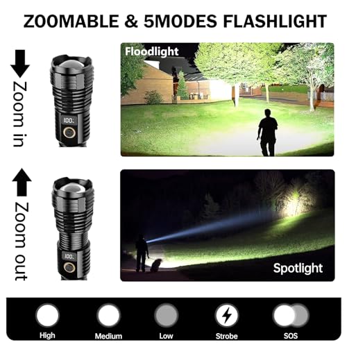 Rechargeable Flashlights High Lumens, 100000LM LED Super Bright Flash