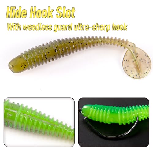 20 Pack Paddle Tail Swimbait Fishing Lures - Blue-White 2''