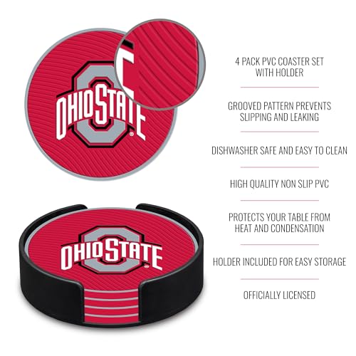 Ohio State Buckeyes Coaster Set - Durable 4-Pack with Non-Slip Design