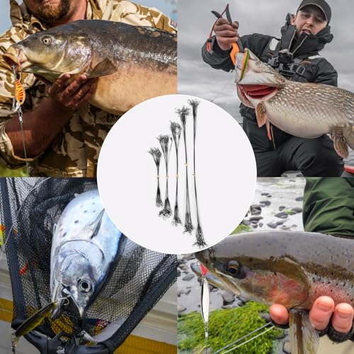 50Pcs Stainless Steel Fishing Wire Leaders with Swivels & Snaps - Black