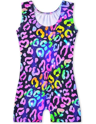 Sleeveless Gymnastics Leotard for Girls 6-7 Years - Colorful Leopard