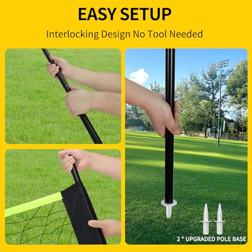 32FT Portable Volleyball Net Set with Adjustable Poles - Black & Green