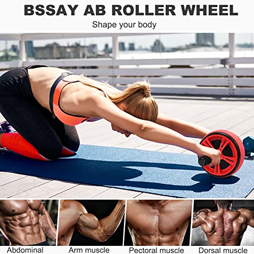 Ab Roller Wheel for Core Strength Training - Red with Knee Pads