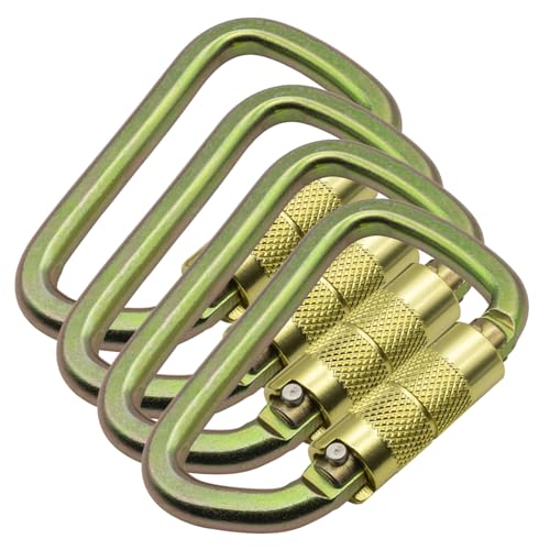 BYANG Gold 4-Pack Auto Locking Carabiners 30KN Heavy Duty Climbing Gear