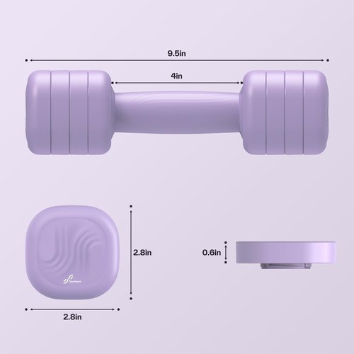 Adjustable Dumbbell Set of 2: Sportneer 4 in 1 Free Weights Dumbbells Set for Women, Hand Weights for Women at Home, Each 2lb 3lb 4lb 5lb Weights with Soft Rubber Handle for Home Gym Exercise Training (Aura Lavender)