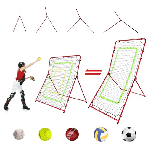 2-in-1 Baseball Softball Volleyball Rebounder Net - Adjustable Multi-Sport Practice Equipment