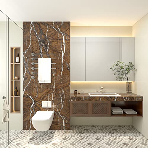 Vintage Brown Marble Contact Paper 88" X 16" Marble Wallpaper Self Adhesive Peel and Stick Waterproof Vinyl Wrap Film for Kitchen and Bath Countertops Cabinets and Backsplash DIY