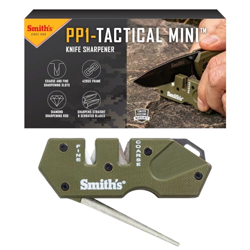 Smith’s PP1-Mini Tactical Pocket Pal Knife Sharpener – 2-Stage, Diamond Rod, G10 Handle