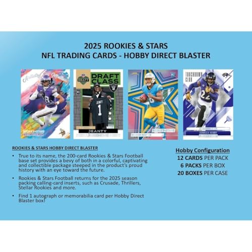 2025 Rookies & Stars Football 6-Pack Blaster Box - 1 Autograph or Memorabilia Card