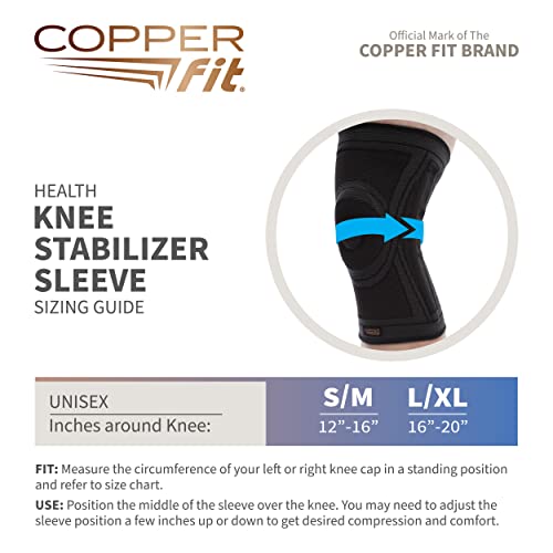 Copper Fit Knee Support Sleeve Small/Medium - Adjustable Compression Brace