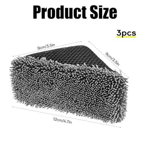 3 PCS Tire Shine Applicator Sponges, Microfiber Tire Brightener Applicator Pad Durable and Reusable Tires Dressing Applicators Pad, Tires Applicator-Pad for Car Detailing Cleaning Sealant Conditioner