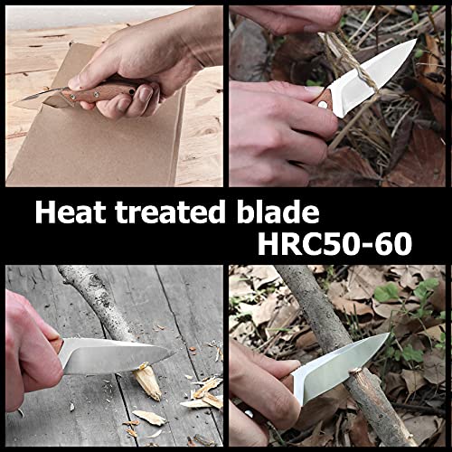 DURATECH 6-Inch Fixed Blade Neck Knife Full Tang, Wood Handle with