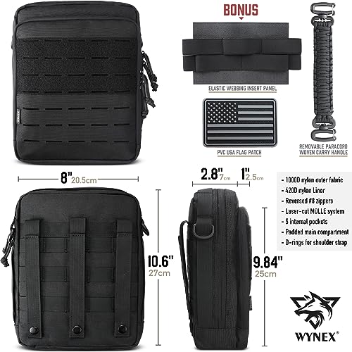 WYNEX Black Tactical Molle Admin Pouch Double Layer Design, Multi-Organization