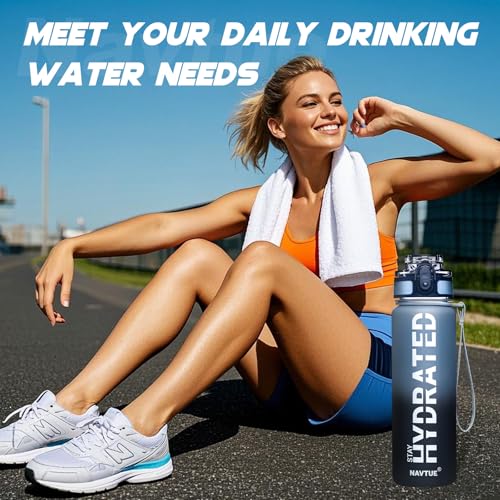16.9 oz Motivational Time Marker Water Bottle - Deep Black