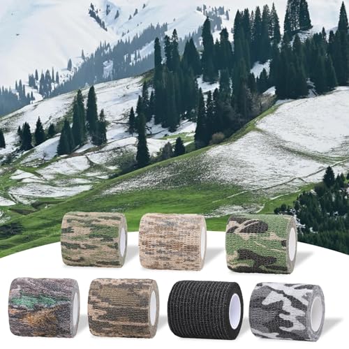 Treaful Black White Camo Wraps Tape 3in x 14.8ft Self-Adhesive Camouflage Bandage for Outdoor Sports