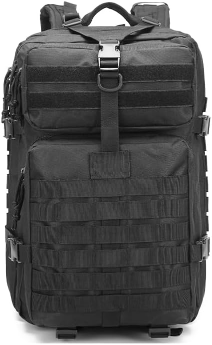 Skiennix Tactical Backpack - 45L Military Gym Bag | Large 3-Day Assault Pack for Camping & Rucking (Black)