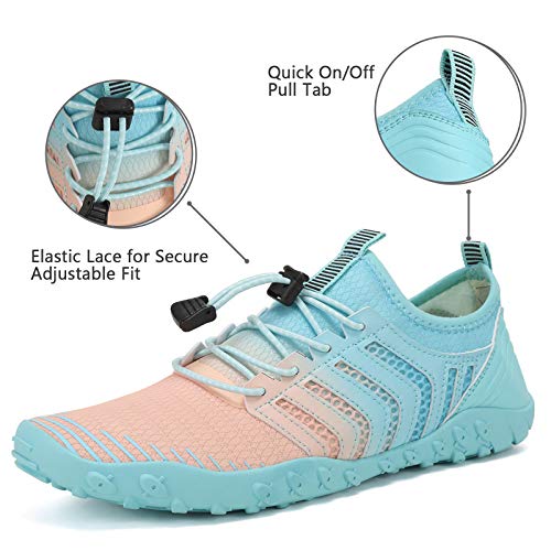 Quick-Dry Water Shoes for Men & Women - Ombre Pink Blue, Size 7.5 Women/6 Men