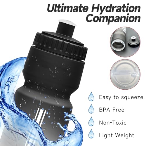 Bike Water Bottle - 24oz Leakproof Squeeze Design - Black