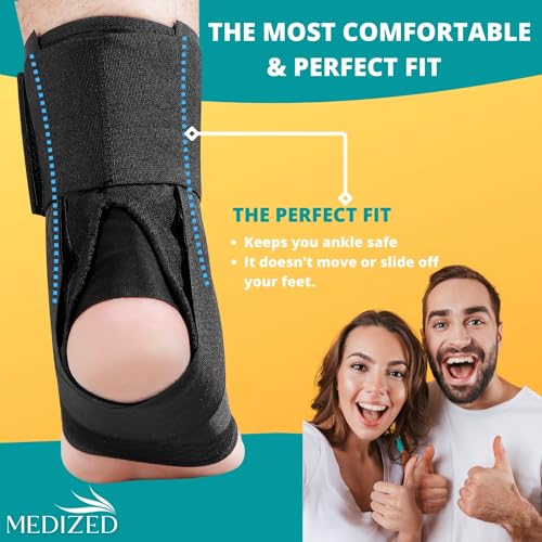 MEDIZED Ankle Brace, Lace Up Adjustable Support for Running, Basketball, Injury Recovery, Sprain! Ankle Support Wrap for Men, Women, and Children (Small)