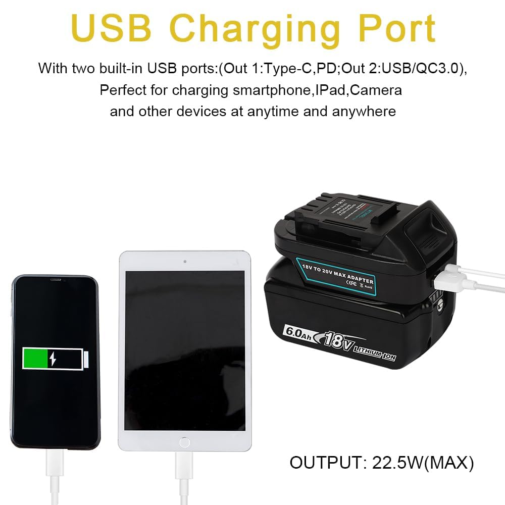 ZLWAWAOL MT20DL Battery Adapter Converter for MT to DW Battery, for BL1830 18V Lithium Batteries Convert to DW 20V DCB206 DCB204 DCB200 Battery for DW 20V Cordless Power Tools