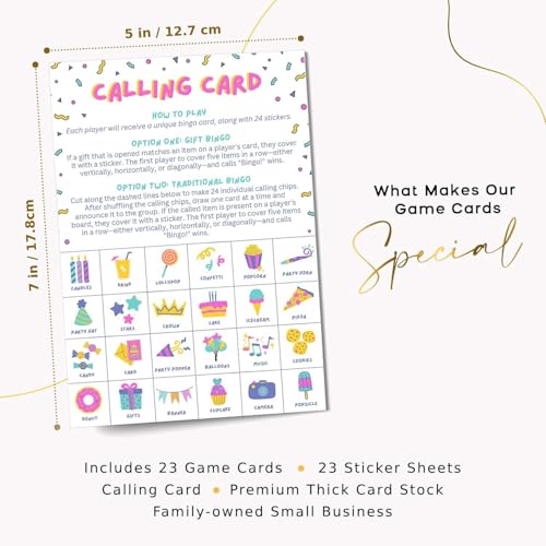 Birthday Bingo Game for Kids - Multicolor Pack for 23 Players