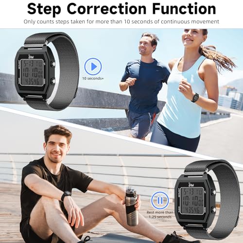 3D Pedometer Watch with Magnetic Strap - Waterproof Step Tracker