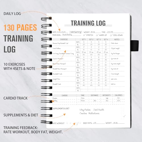 Workout Journal & Fitness Planner - 12-Month Logbook, A5 Size