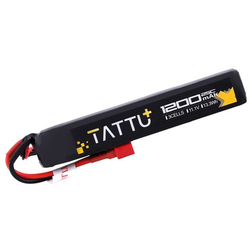 TATTU 11.1V LiPo Airsoft Stick Battery with T Connector,3S 1200mAh 25C Battery Pack for Airsoft Gun