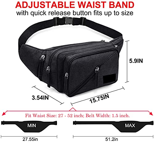 LarKoo Black Concealed Carry Pistol Waist Bag Tactical Fanny Pack with Water Bottle Holder