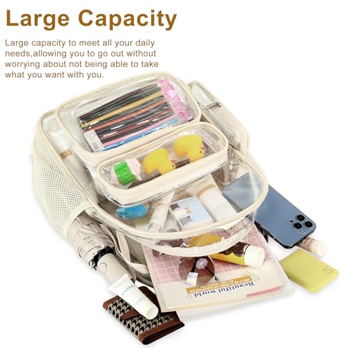 Clear Heavy Duty Backpack 17" Transparent Bookbag with Padded Straps