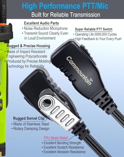 5 Pack Motorola Radio Earpieces for CP100D, CP200D, R2, DLR, CLS, DTR Series