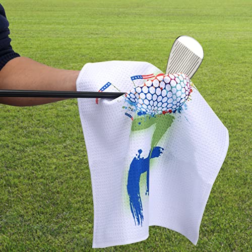 Microfiber Golf Towel - 16x12 Inch Waffle Weave with Hook - Let's Go Brandon