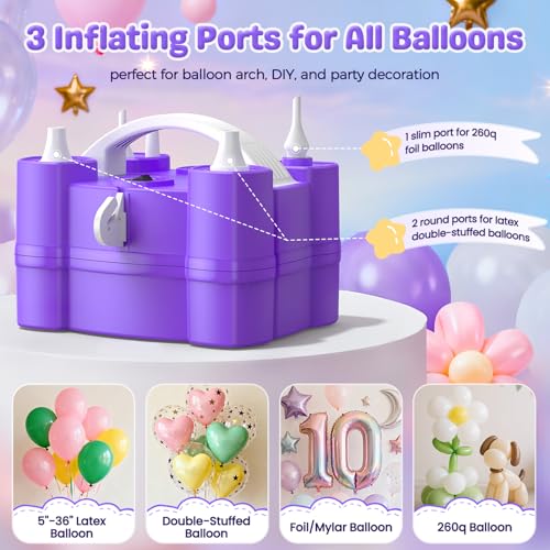 4-in-1 Electric Balloon Pump with Triple Nozzles for All Balloons