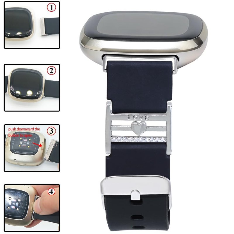 C&L Accessories Bands Compatible with Versa 3/4 Sense/Sense 2 Fashion Adjustable Silicone Strap with Charms, Infinite
