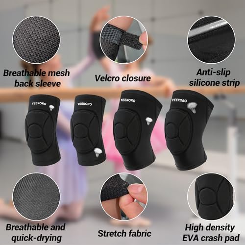 Kids Black Knee & Elbow Pad Set for Sports Protect Gear - S Size