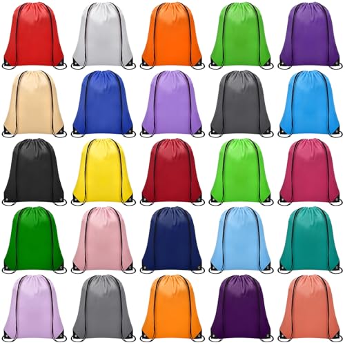 Grneric 25 Colors Drawstring Bags Bulk Cinch Sack – 16.5 x 13.3in Multicolor