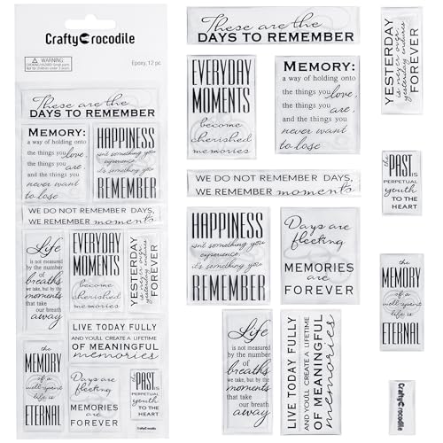 Memorial Family Quotes Epoxy Stickers - Clear & Black, 12 Pack