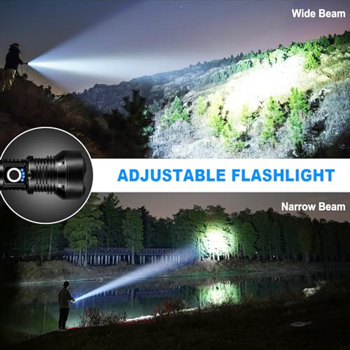 KINGCAESAR Rechargeable LED Flashlight 90,000 Lumens, Waterproof 2-Pack