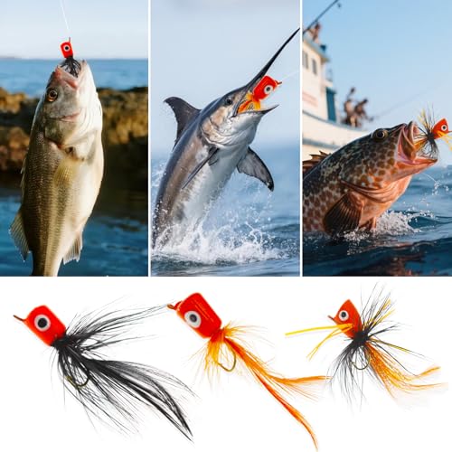 20pcs Fly Fishing Poppers Topwater Lures for Bass & Trout