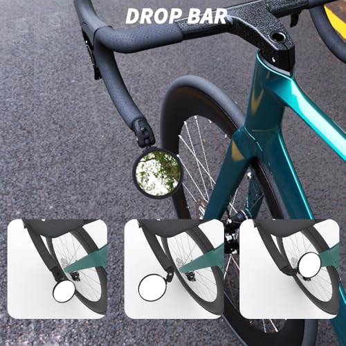 Bike Mirrors - HD Glass Convex Lens Rearview Mirror 3" for Flat or Drop Bar Bike, 2PCS